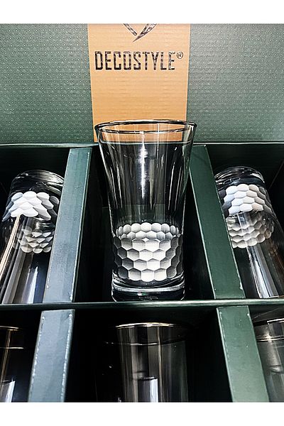 DECOSTYLE Pasabahce Honeycomb Decor Silver Water and Soft Drink Glass 6 Pcs