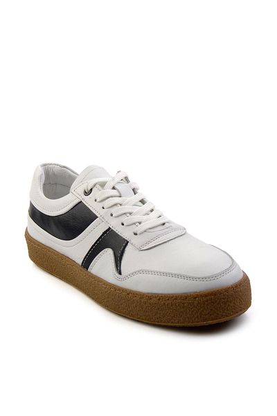 Bambi Λευκό Navy Blue Leather Ανδρικό Sneaker E01585002603