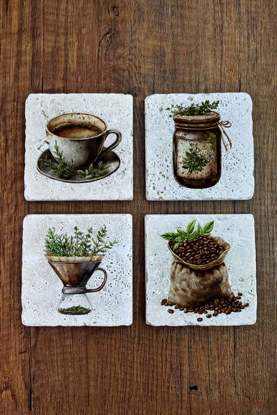 Begoloni Stone Decor قواعد أكواب من الحجر الطبيعي - قواعد أكواب حجرية مقاس 10...