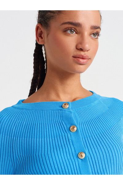 Dilvin 60246 İspanyol Kol Triko Hırka-Koyu Mavi