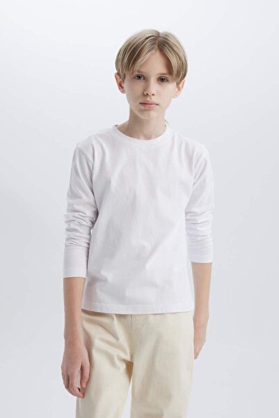 DeFacto Erkek Çocuk Bisiklet Yaka Basic Düz Uzun Kollu Tişört K1686a625sp