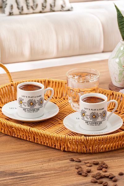 Porsima 07 Porcelain 12 Piece Turkish Coffee Cup Set for 6 People 90 ml