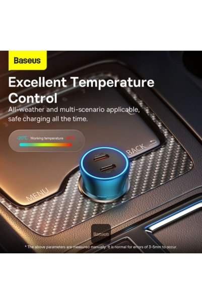 Baseus Golden Contactor Pro Dual Type-C Car Charger - 40W - Blue