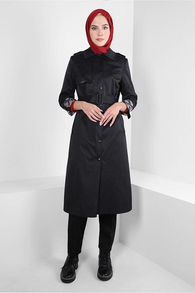 Alvina TRENCH COAT WITH PATTERNED CUFFS 10807