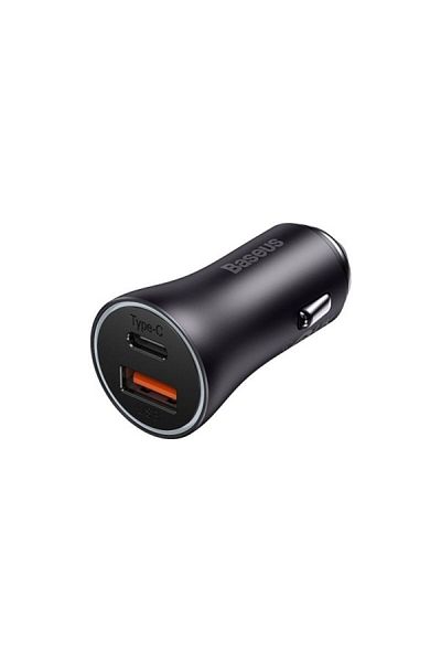 Baseus Baseus Golden Contactor Max Dual Fast Car Charger USB + USB-C - 60W - Dark Grey