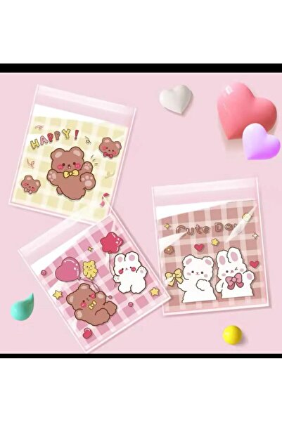 50 ADET SWEET CUTE AYICIK2 ŞEKER KURABİYE POŞETİ BABY SHOWER DOĞUM GÜNÜ HEDİYE PAKETİ JELATİNİ 10X14