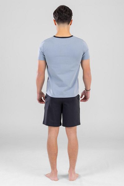 BAYKAR Young Boys Cotton Crew Neck Letter Printed Short Sleeve Shorts Pajama Set 9615 Gray