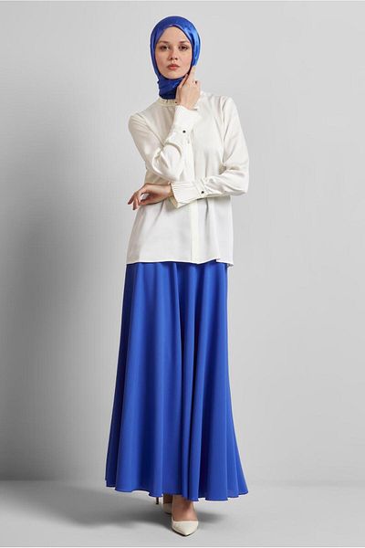Alvina Satin Bluz with Lace Collar 44762