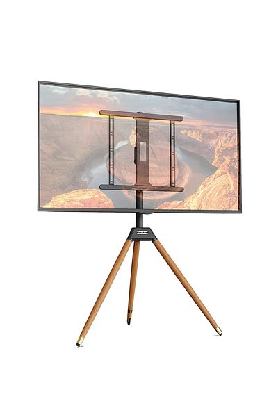 FlashHawk Tripod TV Stand with Swivel & Tilt, Wooden Tripod Base for 32-65 Inch Screens, Corner Floor TV Stand