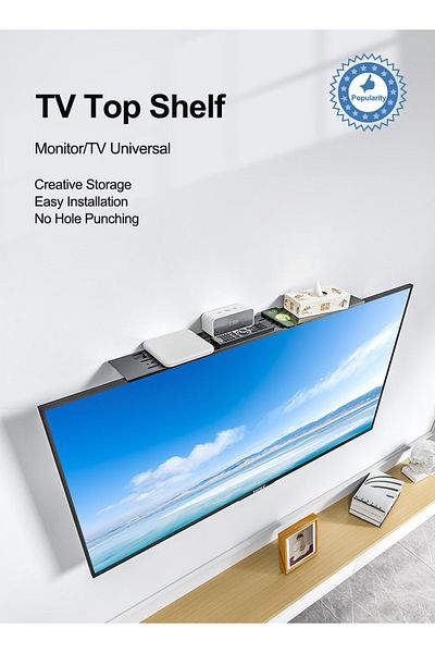FlashHawk TV Top Shelf,TV Screen Top Storage Stand,Top Mounting Bracket with 60cm Platform