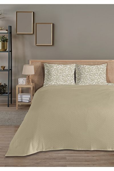 Evim 100% Cotton Doria Beige Double Pique Set 200 X 230 cm