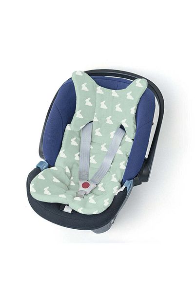 DEUX LAPINS 100% Cotton Stroller and Car Seat Cushion - Mono Lapin Matcha Green