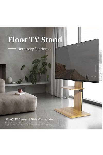 FlashHawk Floor TV Stand with Height Adjustable and Media Shelf for 32-65 inch Flat Screen TV