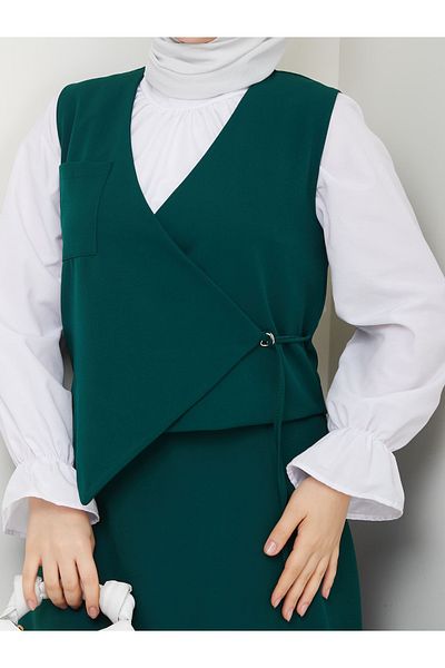 butik hira Ασύμμετρο Πλαϊνό Δεμένο Γιλέκο και Φούστα