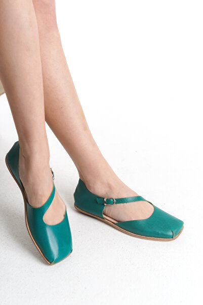 DaphneSandals El Yapımı Hakiki Deri Turkuaz Kadın Sandalet - DP002