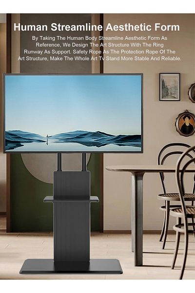 FlashHawk Wooden Rolling Mobile TV Stand for 32-70 inch Screen, Tilt Swivel and Height Adjustable TV Mount