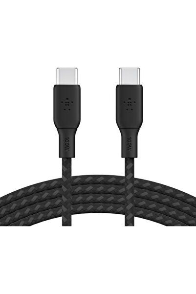 Belkin كابل بوست تشارج مضفر USB-C - USB-C - 100 واط - 2 متر - أسود