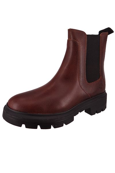 Timberland Damen Sportliche Stiefelette Cortina Valley Chelsea TB0A5WW4931 Braun Dark Brown Leder mit GreenStr