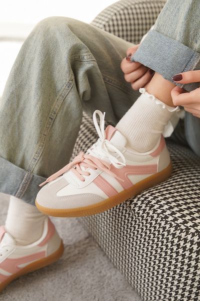 Moda Değirmeni Tenis de damă White Powder - talpă anti-alunecare cu șireturi duble MD1095-101-0003