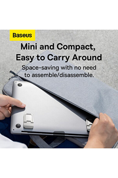 Baseus حامل لابتوب رفيع من باسيوس مع زاوية عرض قابلة للتعديل - قطعتين - فضي