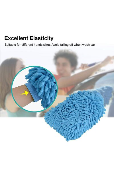 3XR Chenille Microfiber Car Wash Mitt - Lint-Free, Super Absorbent, Scratch-Free Cleaning Glove