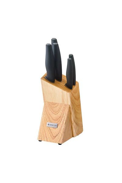 Ambition Knife set, 6 pieces, in brown wooden holder, Aspiro