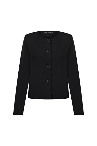 Beauty Omelette Siyah Kutu Form Yünlü Ceket
