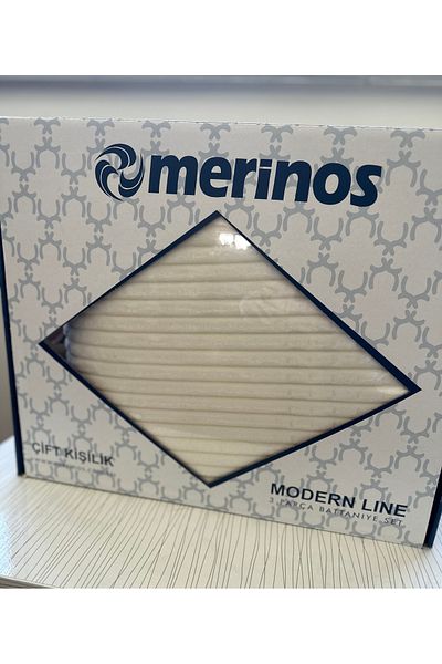 Merinos Modern Line 3 Piece Blanket Set Cream