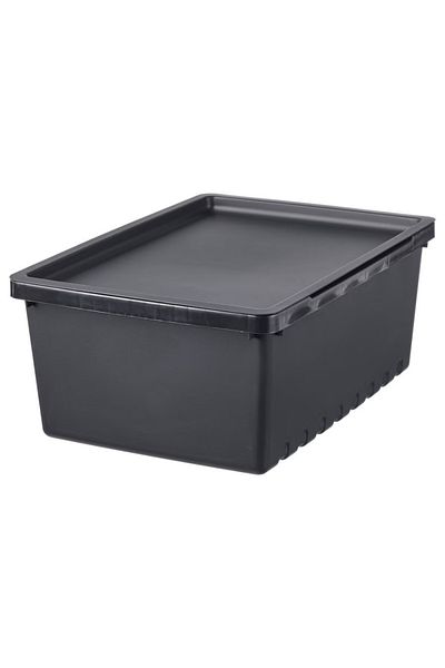 IKEA UPPSNOFSAD Storage Box with Lid, Black, 35x25x14 cm, 9L – Durable & Versatile Organizer