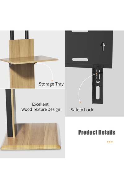 FlashHawk Floor TV Stand with Height Adjustable and Media Shelf for 32-65 inch Flat Screen TV