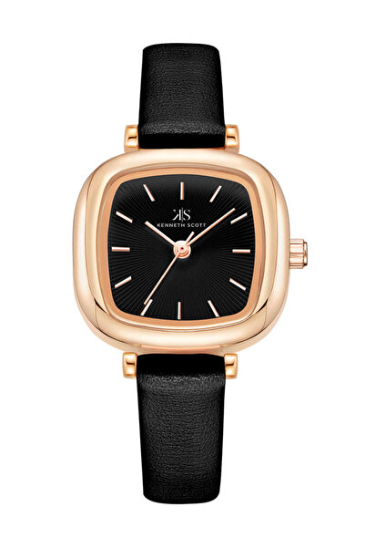 Kenneth Scott ساعة كينيث سكوت النسائية التناظرية بمينا أسود - K22525-RLBB