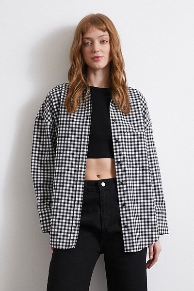 Never more Black Plaid Shirt