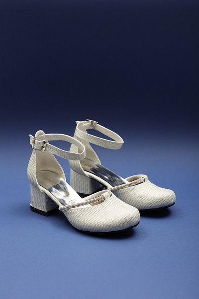 Panda Stoned Comfortable Sole - Glittery Girl's Evening Dress Shoes - Mother of Pearl