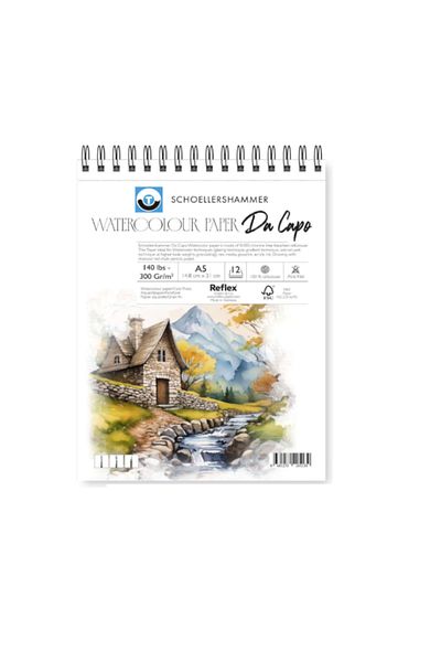 GLANCE 300 g Watercolor Notebook A5 12 Sheets Aquarell-Black Pen with Pocket 24 Divisions + Pen Case