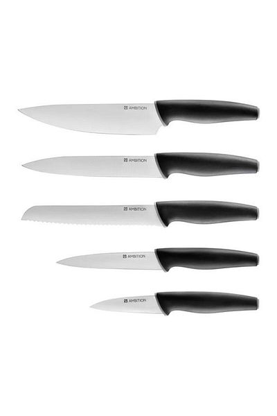 Ambition Knife set, 6 pieces, in brown wooden holder, Aspiro