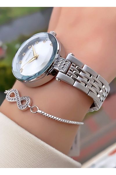 Homies Brand Silver Color 2 Years Warranty, Stainless, Waterproof Women's Wristwatch - Bracelet Gift