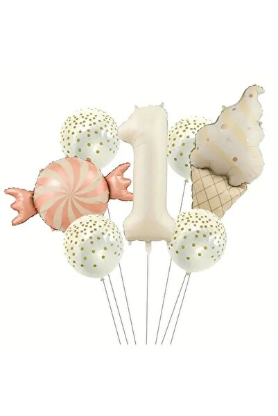 parti sürprizi مجموعة بالونات ريترو آيس كريم كاندي عمرها عام واحد