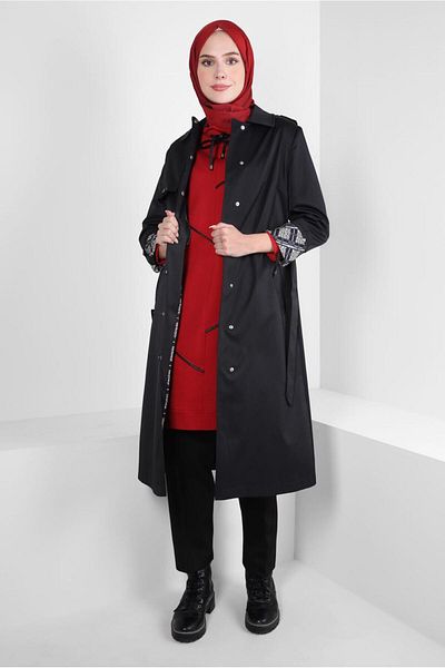 Alvina TRENCH COAT WITH PATTERNED CUFFS 10807