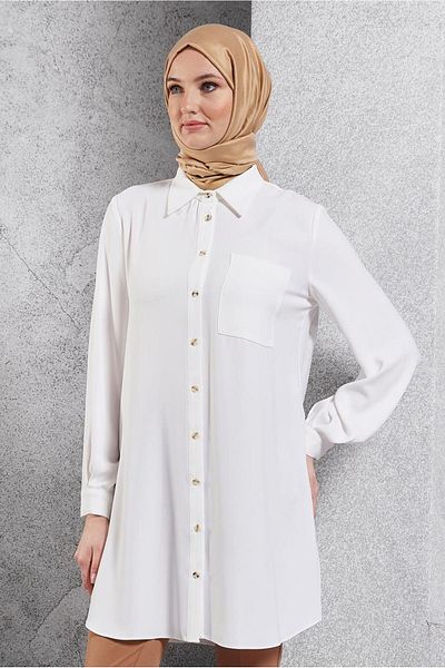 Alvina 45073 Model Shirt Collar Hijab Tunic