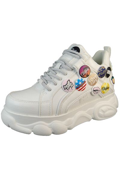 Buffalo Damen Low Sneaker CLD Corin Button Low Top 1630884 Weiß White Kunstleder
