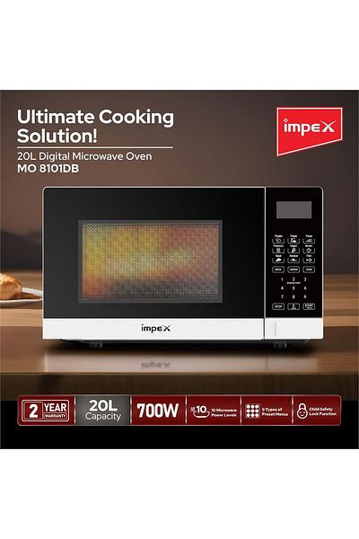 İMPEX 20 Liter Digital Microwave Oven 700w- Mo 8101db, 10 Microwave Power Levels And Timer Function