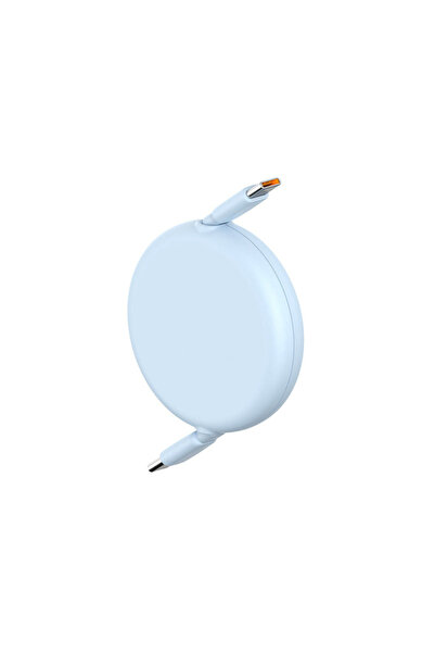 Baseus كابل شحن فري تو درو ميني قابل للسحب من النوع سي إلى النوع سي - ١٠٠ واط - ١ متر - أزرق جلاكسي