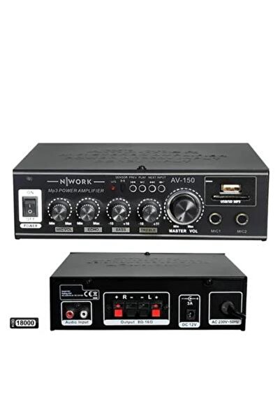 FAV 330-BT-USB STEREO-2X30 WATT 220 VE 12 VOLT GİRİŞLİ KUMANDALI POWER ANFİ