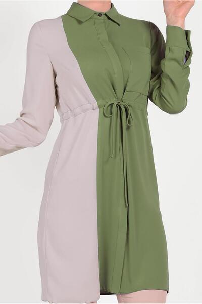 Alvina Cotton Waist with Latch Two Color Tunics 40560