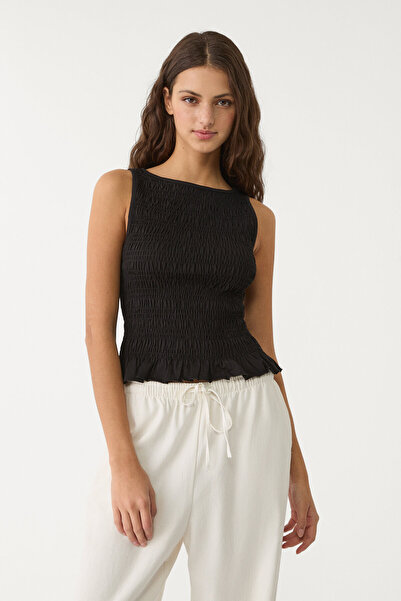 Stradivarius Fırfırlı büzgülü t-shirt