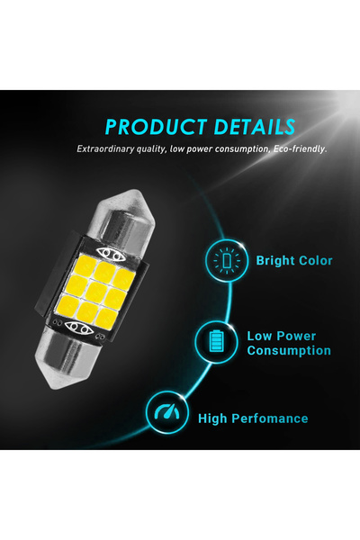 Spider لمبة سيارة LED Canbus مقاس 31 مم - عبوة من 20 قطعة