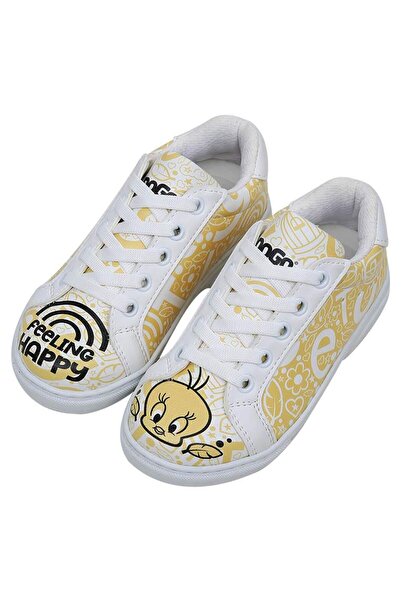 Dogo Unisex Çocuk Vegan Deri Beyaz Sneakers - Warner Bros Feeling-Happy Tasarım