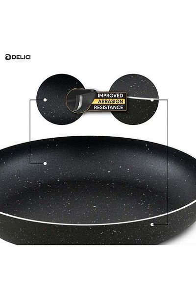 DELICI Superior Aluminium Body Fry Pan - Afp22ge, Cooking Pan Kitchen With Heat Proof Bakelite Handle
