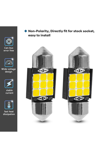Spider لمبة سيارة LED Canbus مقاس 31 مم - عبوة من 20 قطعة