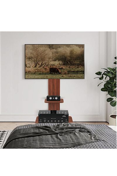 FlashHawk TV Floor Stand, Wooden TV Stand Mount with Shelf and Wheels for 32 - 65 inches